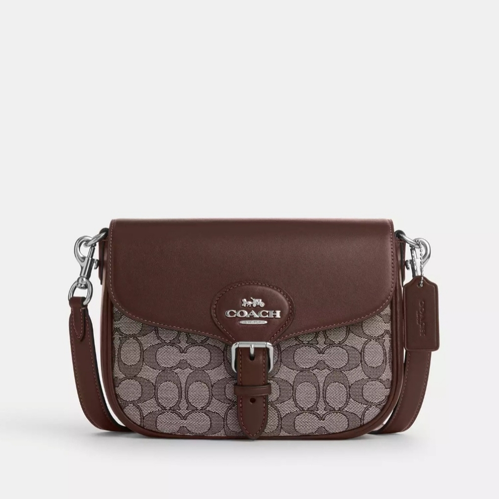Coach Signature Jacquard Amelia Saddle Bag
